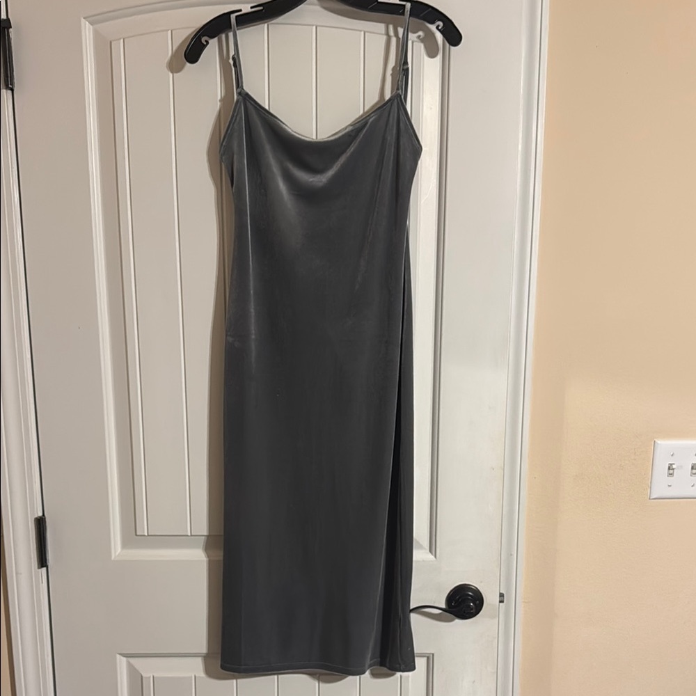 Reformation Charcoal Slip Midi Dress